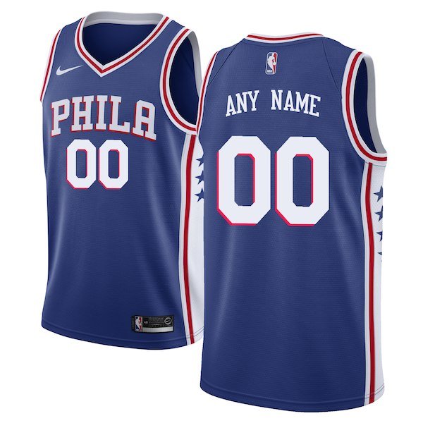 Men's Nike Philadelphia 76ers Blue Swingman Icon Edition Custom Jersey