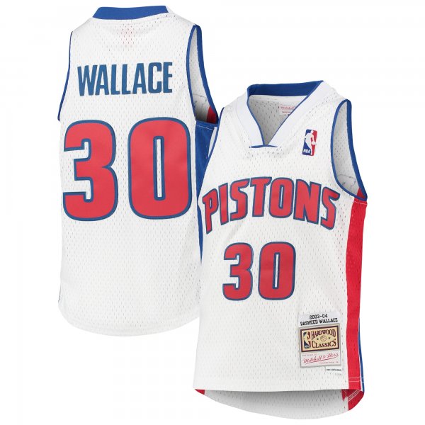 Youth Detroit Pistons Rasheed Wallace Mitchell & Ness White 2003/04 Hardwood Classics Swingman Jersey