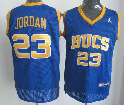 Men's Chicago Bulls #23 Michael Jordan Blue Laney Bucs High School Stitched NBA Jersey