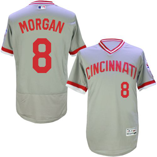 Cincinnati Reds #8 Joe Morgan Grey Flexbase Collection Cooperstown Stitched MLB Jersey