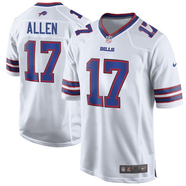 Men's Nike Buffalo Bills #17 Josh Allen 2018 NFL Draft Pick Game White Jersey