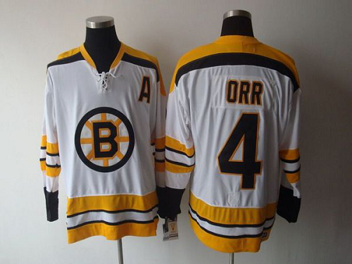 Boston Bruins #4 Bobby Orr CCM Throwback White Stitched NHL Jersey