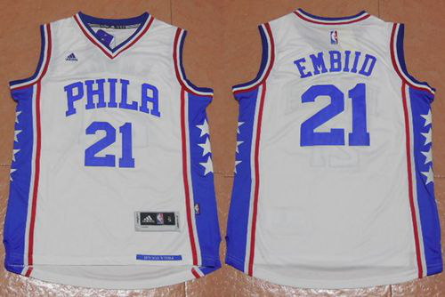 Men's Revolution 30 Philadelphia 76ers #21 Joel Embiid White Stitched NBA Jersey