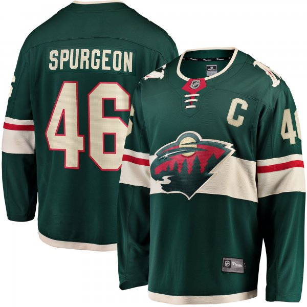 Men's Minnesota Wild Jared Spurgeon Green Home Breakaway Player Jersey