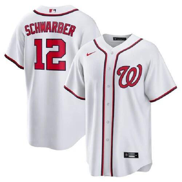 Men's Nike Washington Nationals #12 Kyle Schwarber White MLB Home Player Jersey