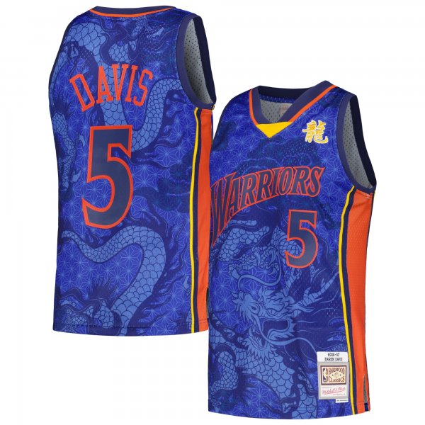 Men's Golden State Warriors Baron Davis Mitchell & Ness Royal 2006/07 Hardwood Classics Asian Heritage 6.0 Swingman Throwback Player Jersey