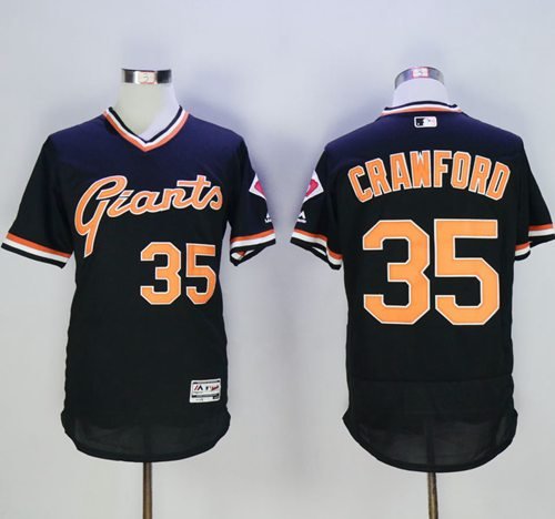 San Francisco Giants #35 Brandon Crawford Black Flexbase Collection Cooperstown Stitched MLB Jersey