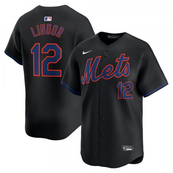 Men's New York Mets Francisco Lindor Nike Black Alternate Limited Player Jersey