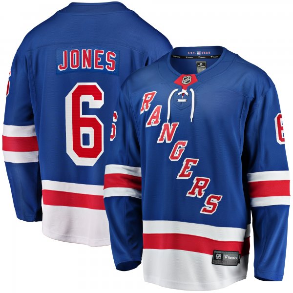 Men's New York Rangers Zac Jones Fanatics Blue Home Premier Breakaway Player Jersey