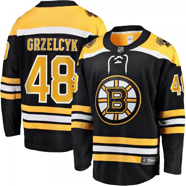 Men's Boston Bruins Matt Grzelcyk Fanatics Black Team Home Breakaway Player Jersey