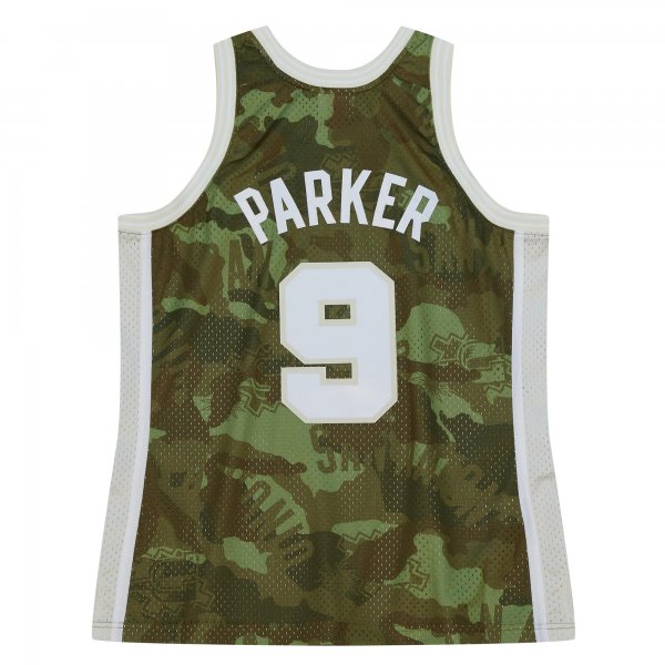 Men's San Antonio Spurs Tony Parker Mitchell & Ness Camo Hardwood Classics 2000/01 Ghost Green Swingman Jersey