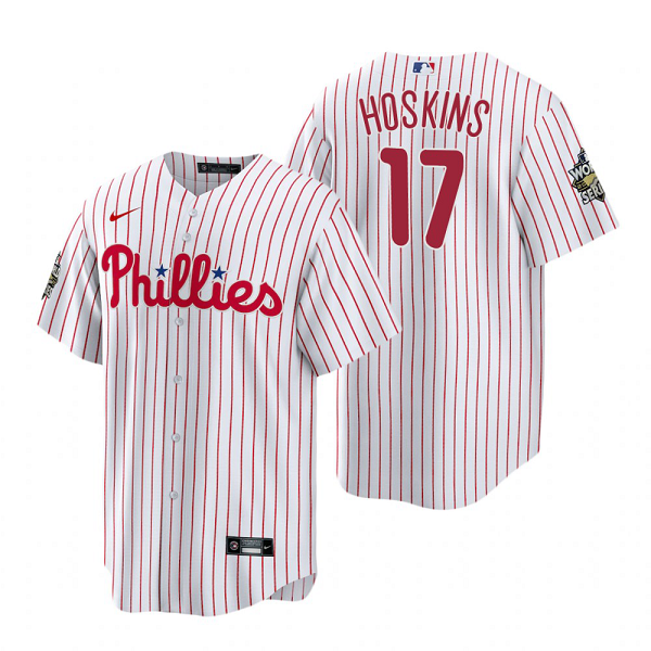 Men's Philadelphia Phillies Rhys Hoskins White 2022 World Series Cool Base Jersey