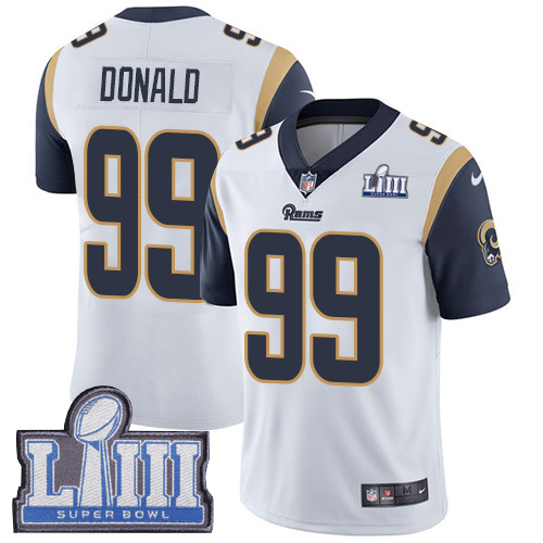 Nike Los Angeles Rams #99 Aaron Donald White Super Bowl LIII Bound Men's Stitched NFL Vapor Untouchable Limited Jersey