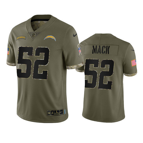 Los Angeles Chargers Khalil Mack Olive 2022 Salute To Service Limited Jersey #52