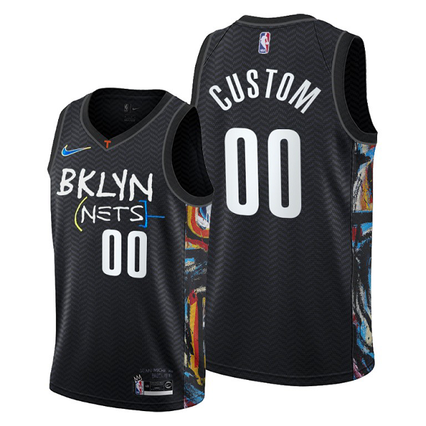 Brooklyn Nets Custom Black 2020-21 City Edition Jersey Honor Basquiat