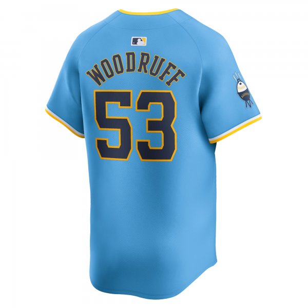 Men's Milwaukee Brewers Brandon Woodruff Nike Powder Blue City Connect Limited Player Jersey