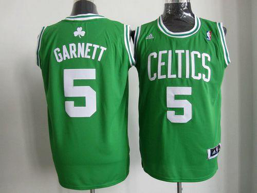 Men's Boston Celtics #5 Kevin Garnett Stitched Green White Number NBA Jersey