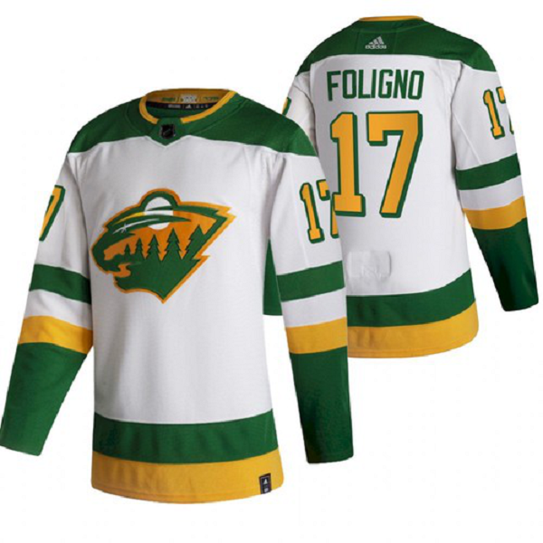 Men's Minnesota Wild Marcus Foligno 2021 Reverse Retro White Jersey