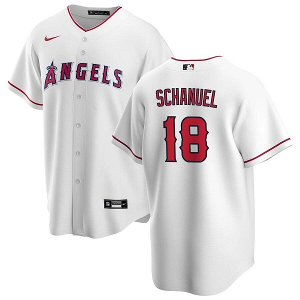 Men's Los Angeles Angels Nike #18 Schanuel,Nolan White Home Replica Jersey