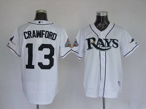 Tampa Bay Rays #13 Carl Crawford Stitched White MLB Jersey