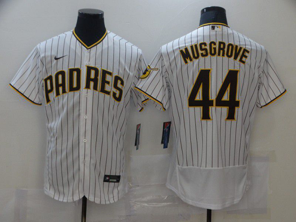 Men San Diego Padres 44 Musgrove White stripe Flexbase 2021 Nike MLB Jersey