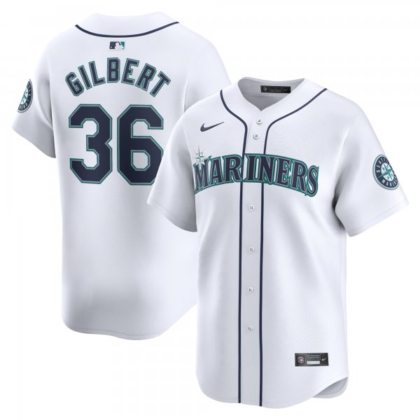 Men's Seattle Mariners Logan Gilbert Nike White Home Limited Player Jersey