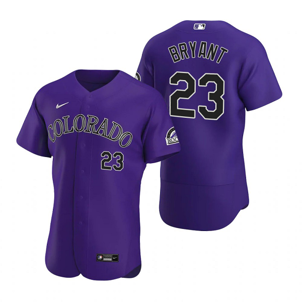 Men's Colorado Rockies #23 Kris Bryant Purple Alternate MLB Flex Base Jersey