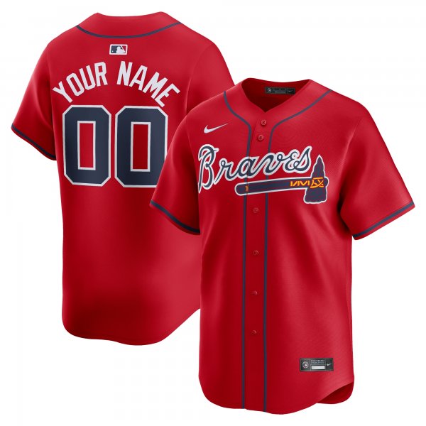 Men's Atlanta Braves  Nike Red  Alternate Limited Custom Jersey