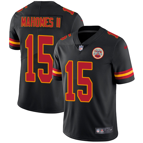 Nike Kansas City Chiefs #15 Patrick Mahomes II Black Youth Stitched NFL Limited Rush Jersey