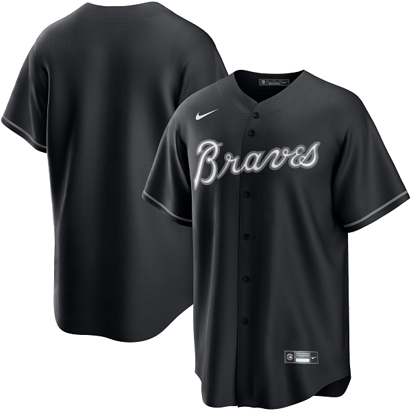 Men's Atlanta Braves Nike Black/White Official Cool Base Jersey