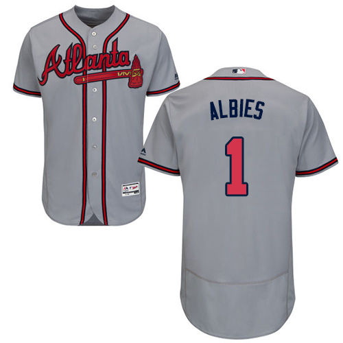 Atlanta Braves #1 Ozzie Albies Grey Flexbase Collection Stitched MLB Jersey