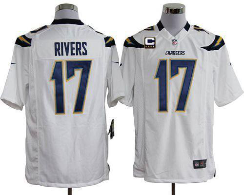 Nike Los Angeles Chargers #17 Philip Rivers White With C Patch Men's Stitched NFL Game Jersey