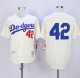 Mitchell And Ness 1955 Los Angeles Dodgers #42 Jackie Robinson Cream Throwback MLB Jersey