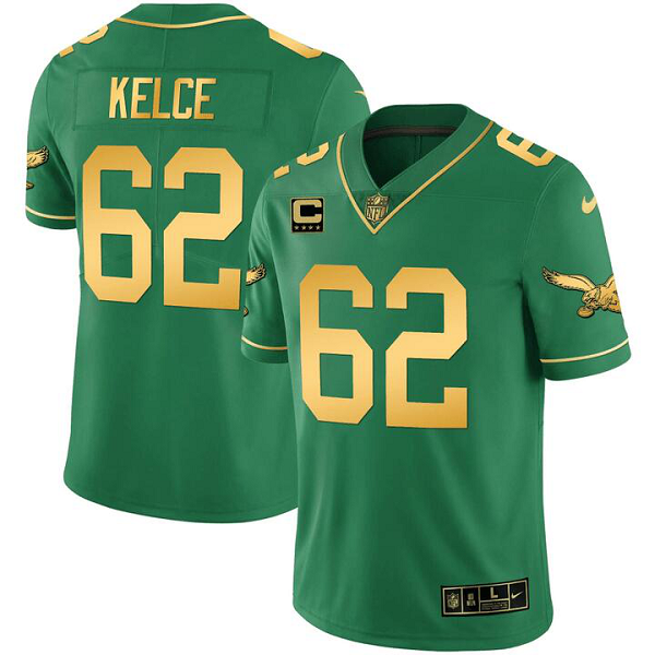 Men's Philadelphia Eagles #62 JASON KELCE Nike Kelly Gold Jersey