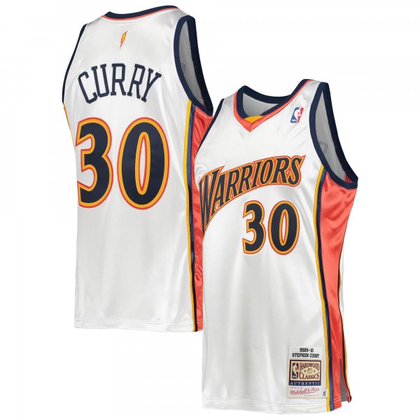 Men's Golden State Warriors Stephen Curry Mitchell & Ness White 2009/10 Hardwood Classics Jersey