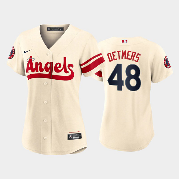 Women's #48 Reid Detmers Los Angeles Angels Cream 2022 City Connect Cool Base MLB Jersey