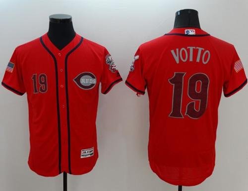 Cincinnati Reds #19 Joey Votto Red Fashion Stars And Stripes Flexbase Stitched MLB Jersey