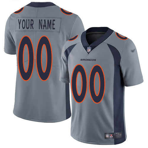 Denver Broncos Customized Gray Men's Stitched NFL Limited Inverted Legend Jersey