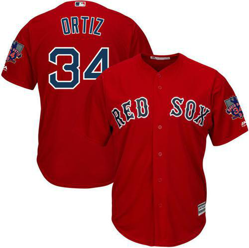 Boston Red Sox #34 David Ortiz Red New Cool Base with Retirement Patch Stitched MLB Jersey