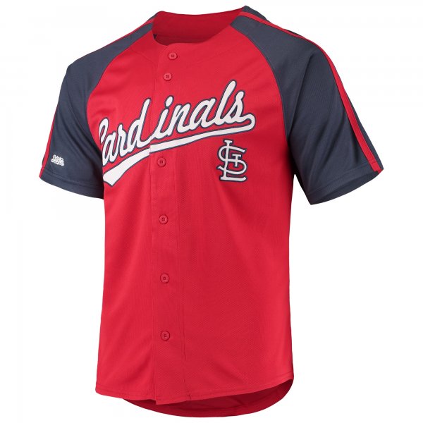 Men's St. Louis Cardinals Stitches Red Button-Down Raglan Replica Jersey