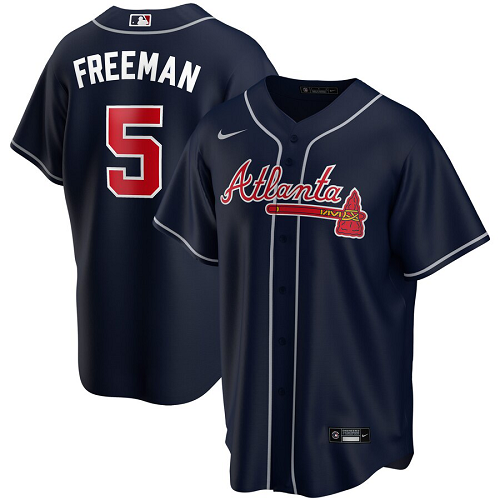 Men's Nike Atlanta Braves #5 Freddie Freeman Navy Alternate 2020 MLB Jersey