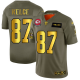 Men's Kansas City Chiefs #87 Travis Kelce Camo/Gold Stitched NFL Limited 2019 Salute To Service Jersey