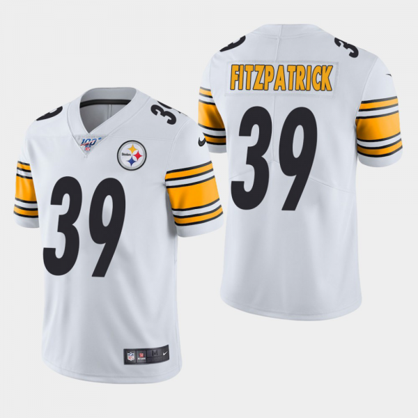 Men's Nike Pittsburgh Steelers #39 Minkah Fitzpatrick 100th Season NFL Vapor Limited White Jersey