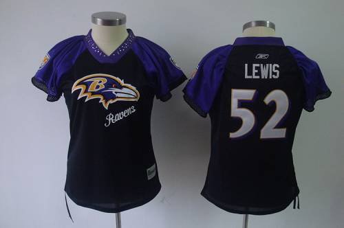 Baltimore Ravens #52 Ray Lewis Black 2011 Women's Field Flirt Stitched NFL Jersey