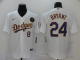 Men's Nike Los Angeles Dodgers #8 #24 Kobe Bryant White With Purple Name KB Patch Stitched MLB Cool Base Jersey