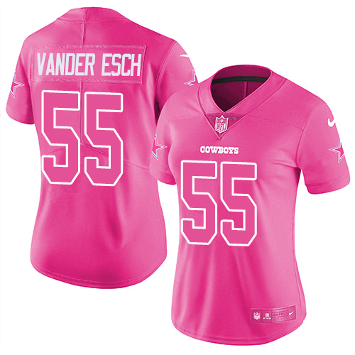 Nike Dallas Cowboys #55 Leighton Vander Esch Pink Women's Stitched NFL Limited Rush Fashion Jersey