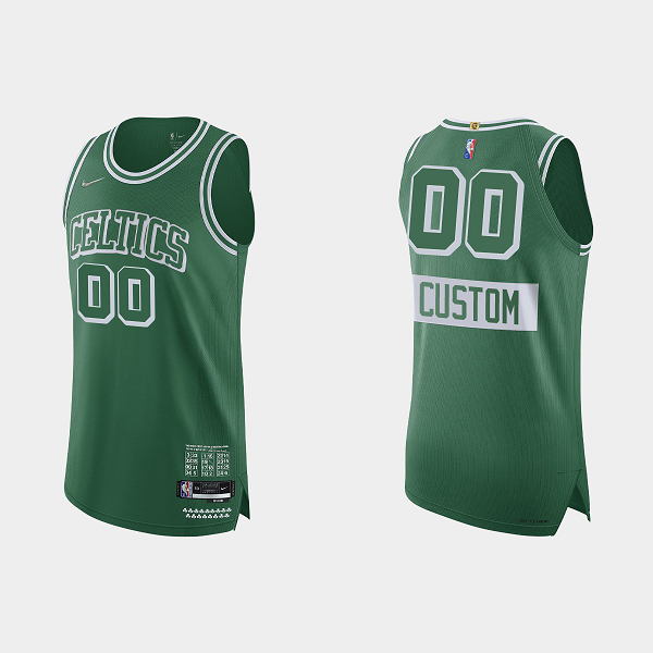 Men's Boston Celtics #00 Custom 2021/22 75th Anniversary City Green NBA Jersey