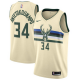 Nike Bucks #34 Giannis Antetokounmpo Cream Youth NBA Swingman City Edition Jersey