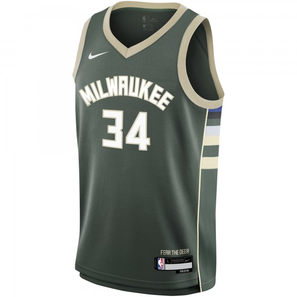 Youth Milwaukee Bucks Giannis Antetokounmpo Nike Hunter Green Swingman Jersey - Icon Edition